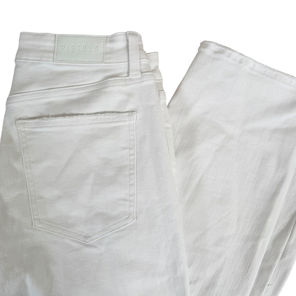 Pistola‎ Monroe Crop Jeans Distressed High Rise Women 29 White Straight Leg